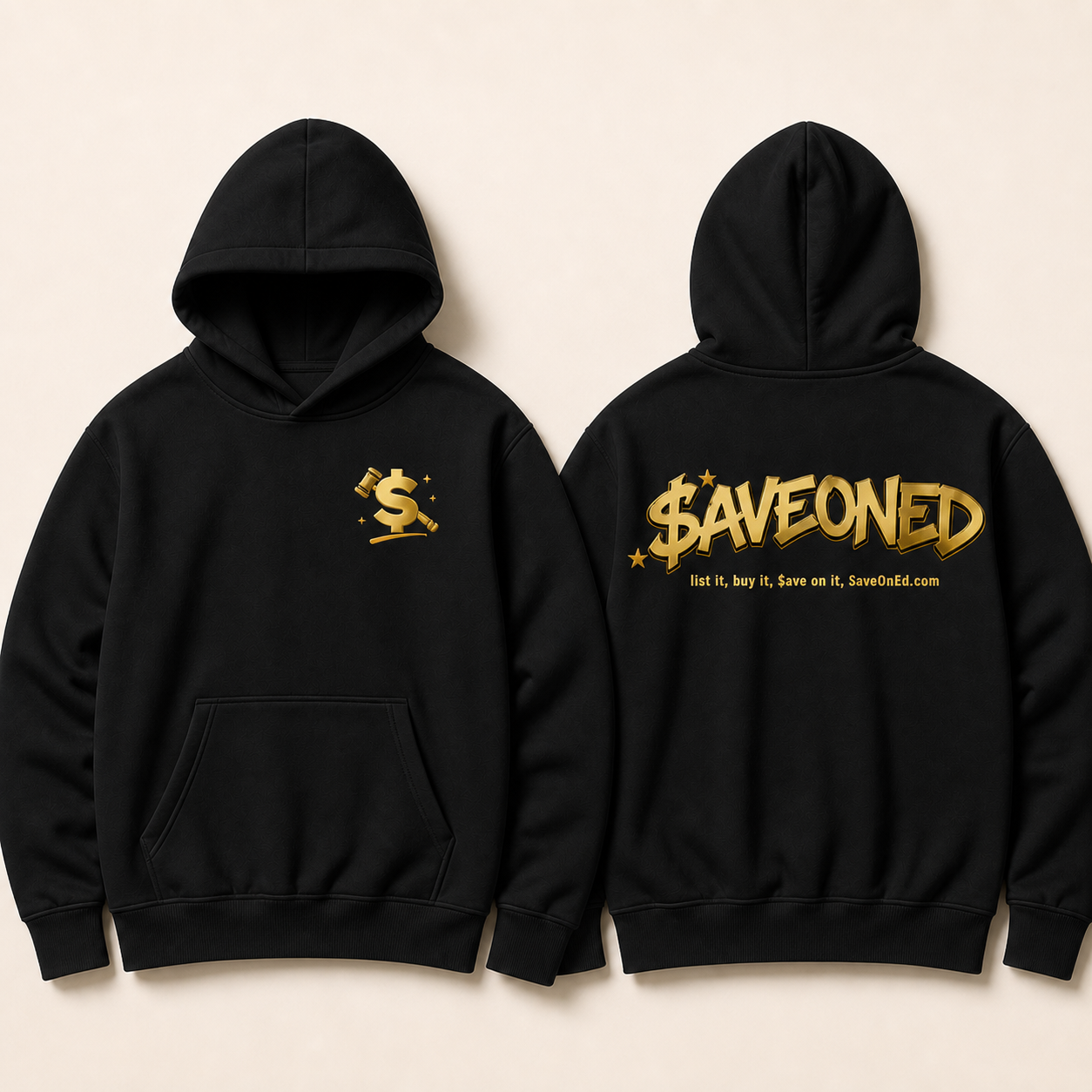 Black graffiti heavyweight hoodie shown in black