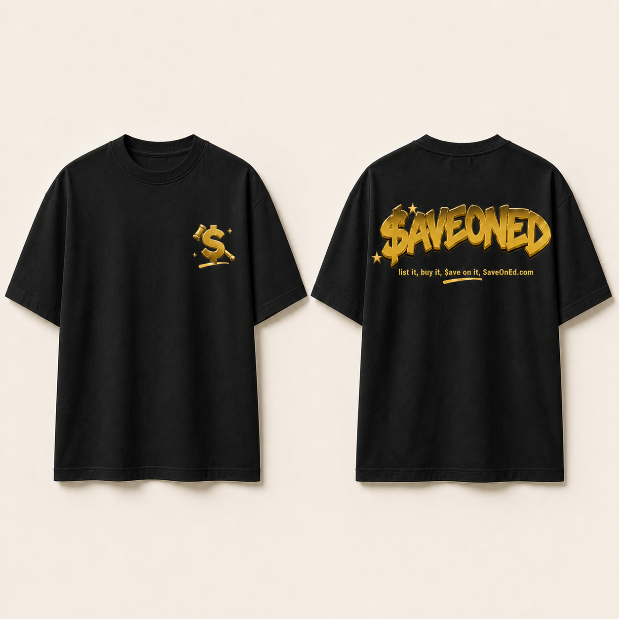 Black graffiti heavyweight T-shirt shown in black